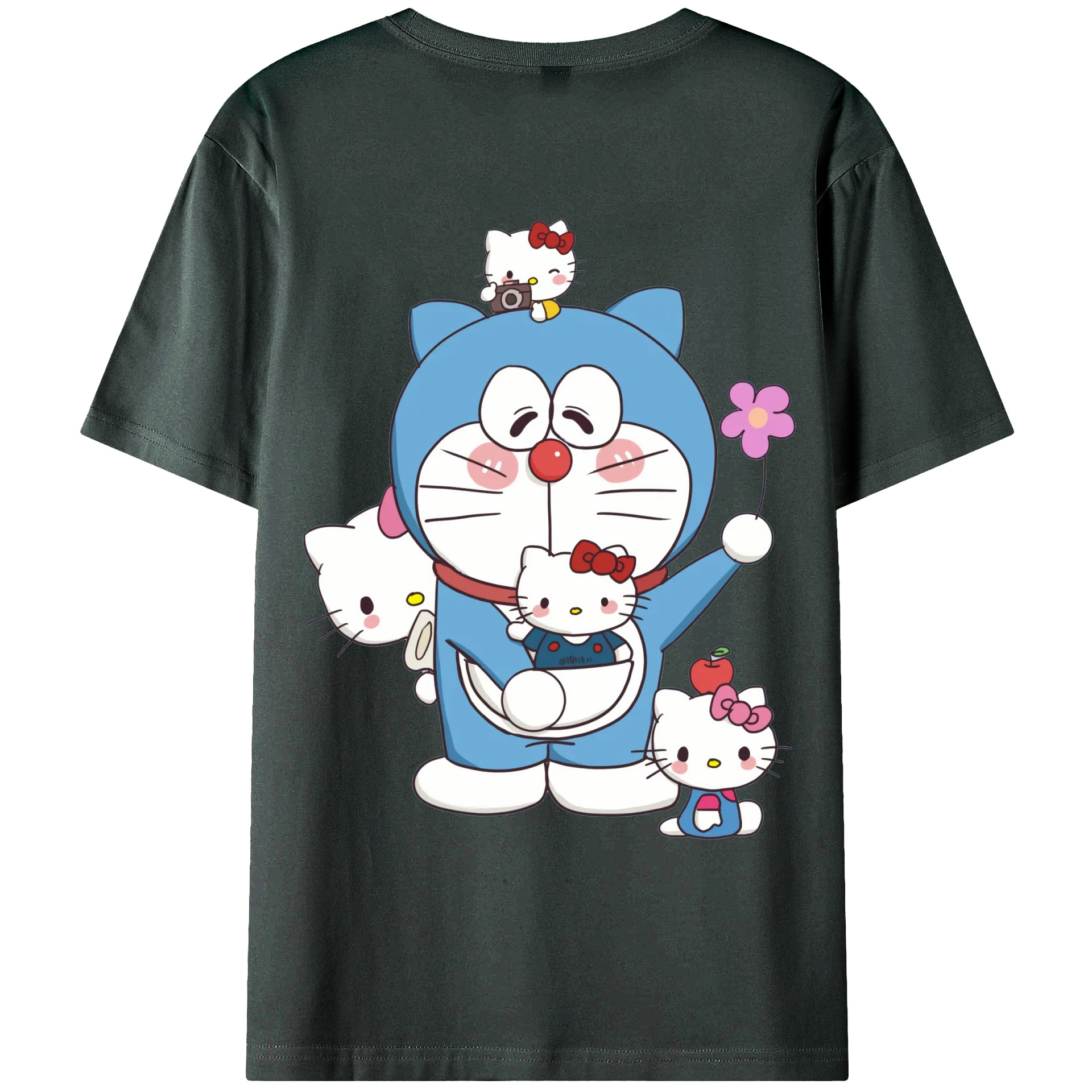 （画像用） ドラえもん Doraemon 綿100％ メンズ半袖Tシャツ（バックプリント） 通気性